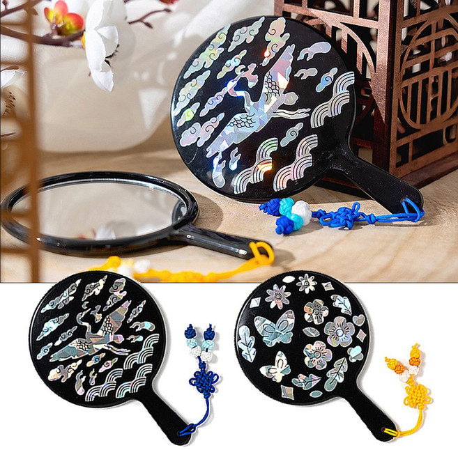 자개 스티커 거울 꾸미기 DIY 민화샵 만들기 키트, 5개, 학