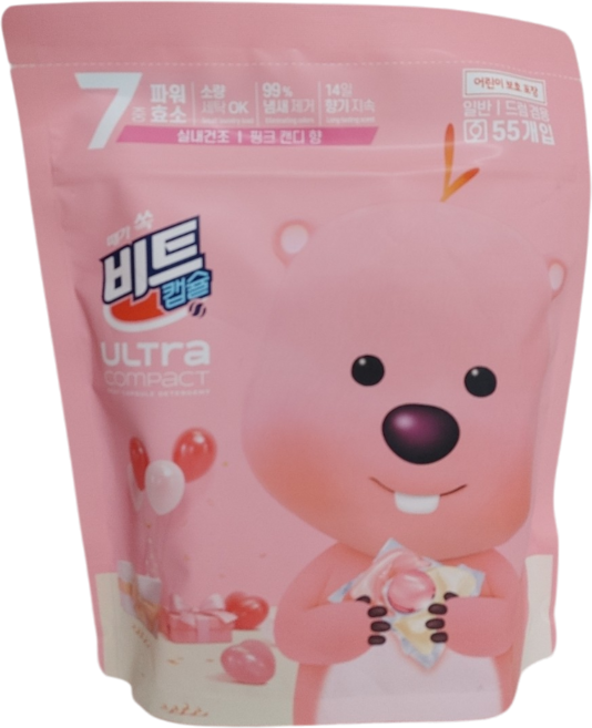 비트 잔망루피 울트라 콤팩트 캡슐세제 핑크캔디향, 55개입, 1개
