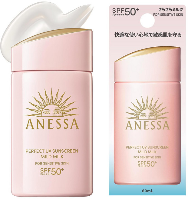 아네사(ANESSA) 퍼펙트 UV 마일드 밀크 NA 60mL SPF50+PA++++ 민감한 피부 아기, 1개, 110g, 1ml