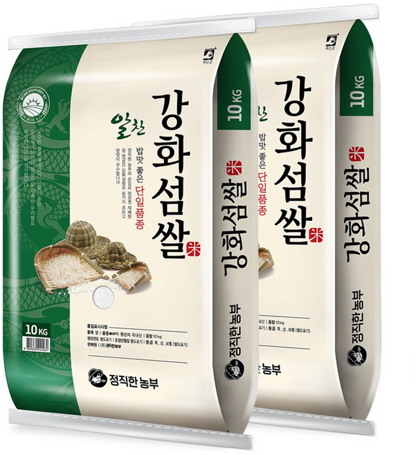 정직한농부 강화섬쌀 20kg (10kgx2) / 25년산 햅쌀 / 상등급 단일품종 안전박스포장, 10kg, 2개