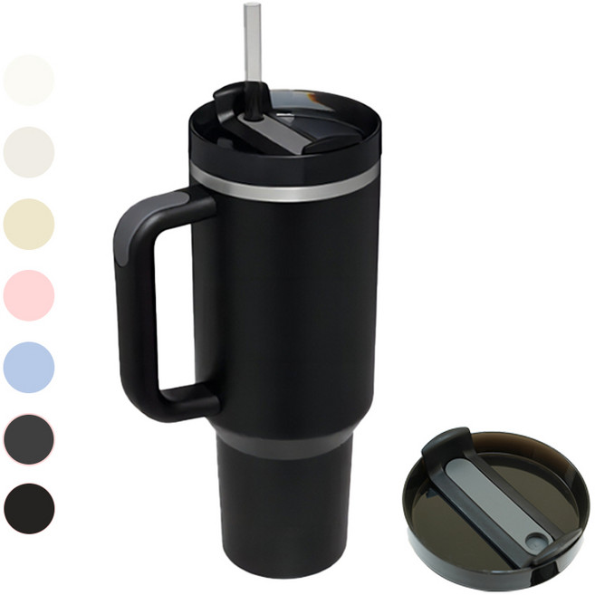 대용량 텀블러 차량용 1.18L 보온 보냉 빨대, 1개, 1200ml, 딥블랙