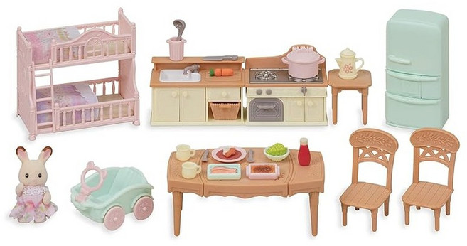 에포크EPOCH 실바니안 패밀리 인형 가구 세트 커다란 빨간 지붕 집 가구세트-꼬또꼬또쿠킹- 세-210ST 마크인증 3세이상 장난감 인형집 Sylvanian Families, 1개