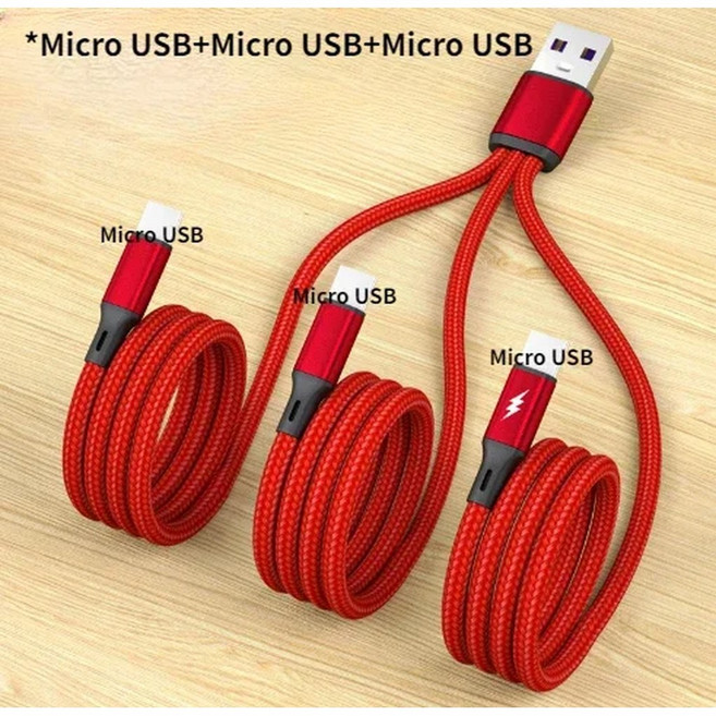 3 IN USB 충전 케이블 TYPE C 마이크로 스플리터 코드 고속 5A 휴대폰 POWER LOGIC 은행용 .2M, 3Micro red, 6) 3Micro red, 없음