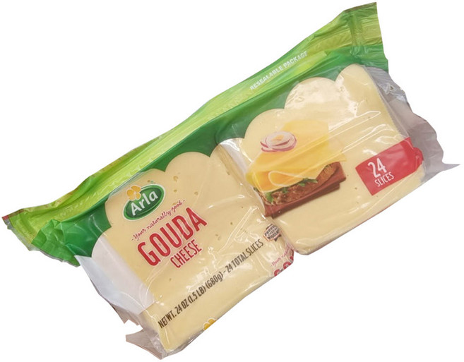 ARLA 알라 고다 슬라이스 치즈 680g 아이스팩 포장, 1개