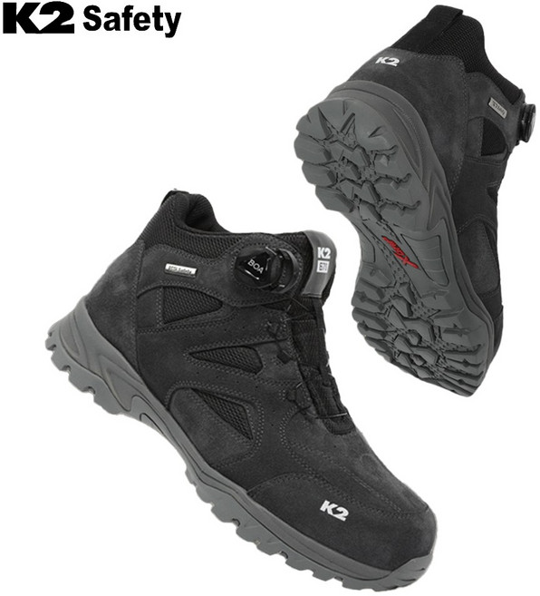K2-67S 블랙 보아다이얼 안전화 건설 산업현장 발편한 경량 작업화 에어메쉬 통기성 쿠셔닝 착화감