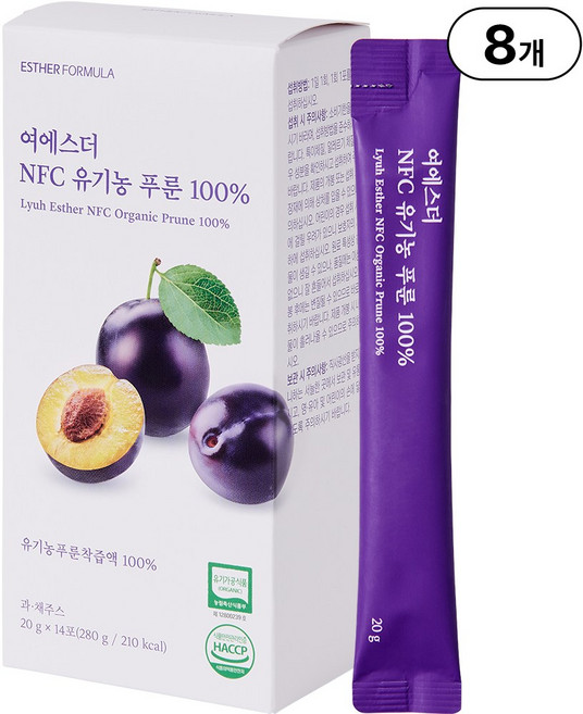 본사직영 여에스더 NFC 유기농 푸룬 100퍼센트 l 한 포에 푸룬 8개를 껍질까지 통째로 l 국민영양 프로젝트 l, 8박스, 280g