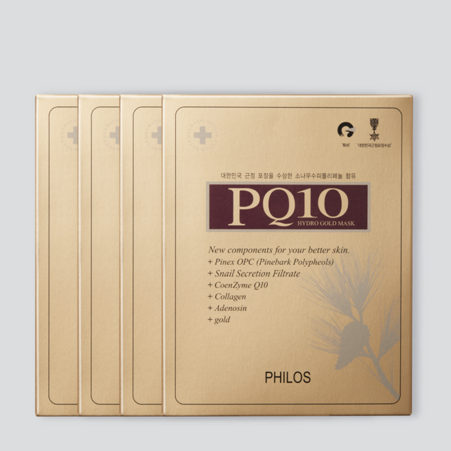 [필로스화장품] PQ10 골드 마스크팩 1BOX /140g(28g X 5장), 4개, 140g