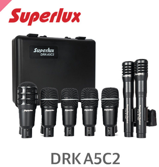 수퍼럭스 DRKA5C2 확장형 드럼 마이크 세트 SUPERLUX Drum microphone Set, 1개
