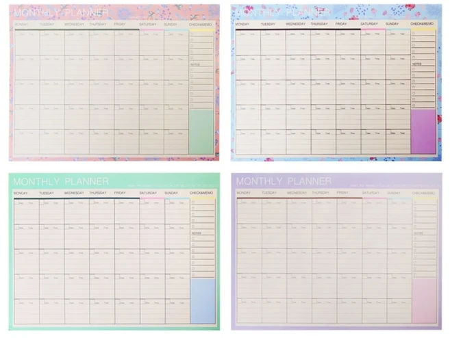 월간 종이 패드 DIY 플래너 책상 의제 선물 학교 사무용품 20 장, 01 5AC1100465