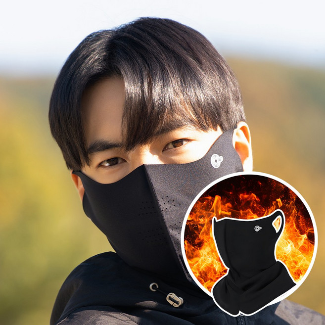 어썸웰 히트자바 풀커버 마스크 방한 겨울 러닝 자전거 등산 골프 안면, 블랙 L, 1개, 1개입