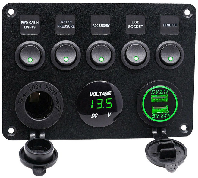 인라인 퓨즈 박스 보트 LED 12V 캠핑카 스위치 듀얼 USB 트럭 패널 자동차 24V, 1개