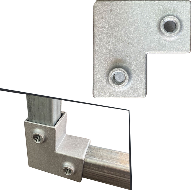 사각파이프 클램프 20 25 각관 브라켓 알루미늄 연결 조인트 L형(2구), 1개