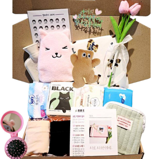 리나감성 생리대 선물세트 초경선물세트 선물용 생리대 생리방수패드 딸 첫생리선물 주니어 위생팬티 초등생리팬티 순면