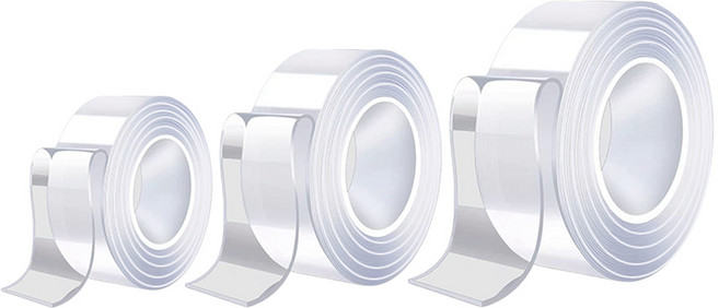 奈米無痕膠帶 可水洗強力雙面膠 可重複使用, 厚2mm 長3m［超取限25個］, 3個