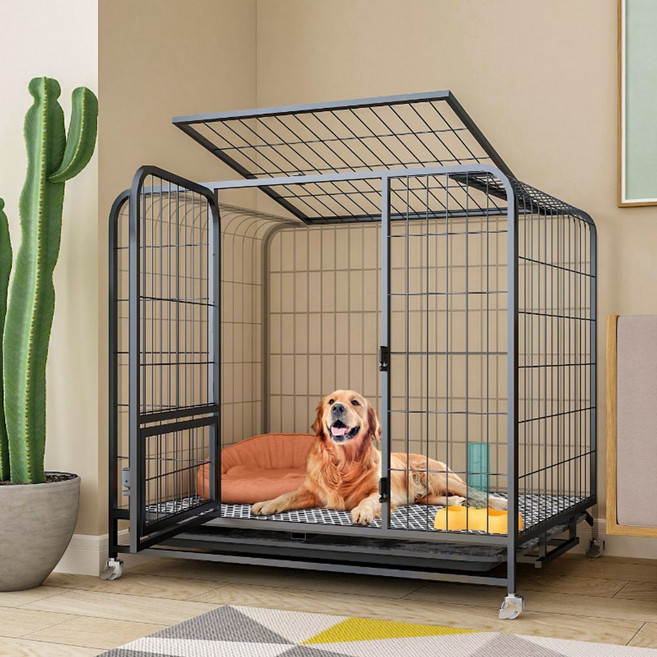 지붕 고양이 조립식 사육장 대형견 집 강아지 대형 휀스 펜스 야외, K. 705060 화이트 더블 레이어 모델, 1