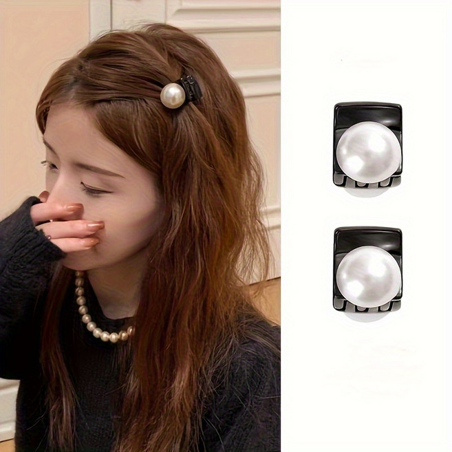 여성용 데일리 진주 포인트 미니 집게핀 2P 세트