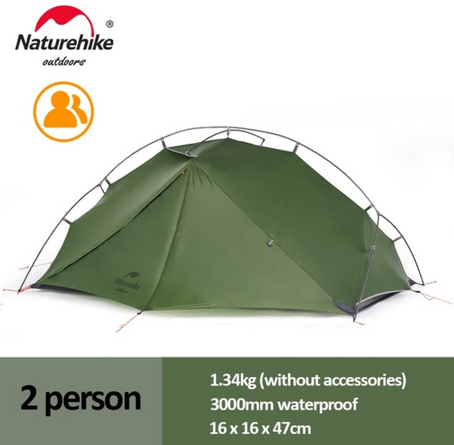 캠핑용품특별전 네이처하이크 텐트 vik 초경량 캠핑 텐트 1인 2인 사이클링 텐트 방수 휴대용 여행 텐트, 2인-그린-20d, 1개
