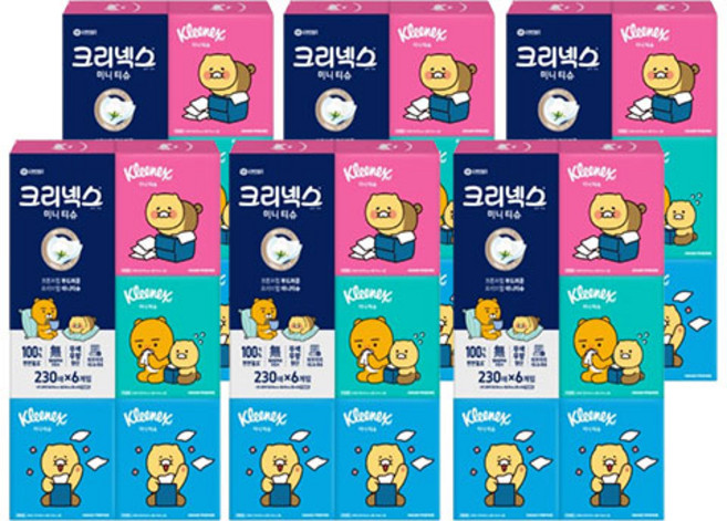 크리넥스 카카오 미니티슈 230매, 6개입, 36개