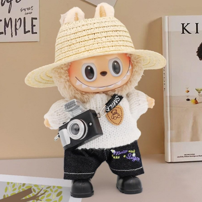 엘리붐 인형옷 라부부 그로밋 반짝 카메라 의상 세트 봄소풍 꾸미기, 아이보리, 1개