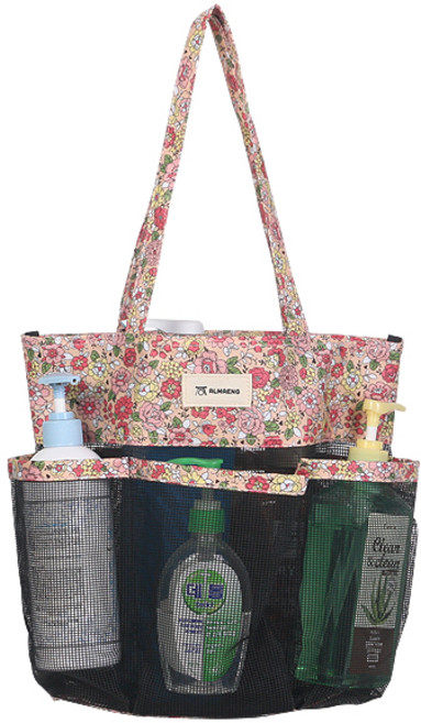 알맹 물빠지는 다용도 포켓 수영가방 목욕가방 스파백 AMCSB18, 스파백_AMCSB18_플라워핑크