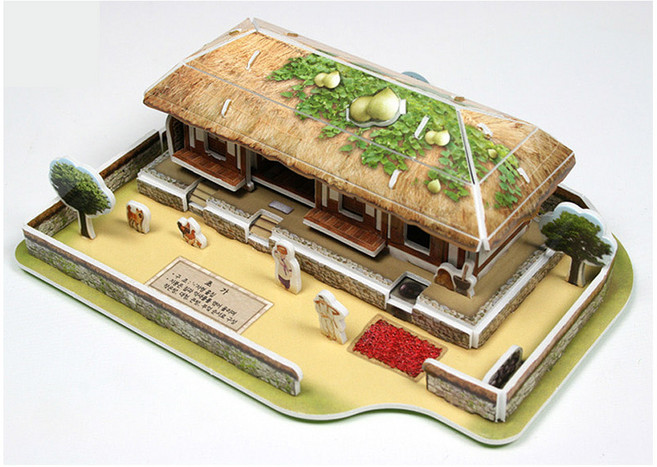 크래커플러스 초가집 3D 입체퍼즐 한국의 전통문화 학습교구 학습체험, 1개