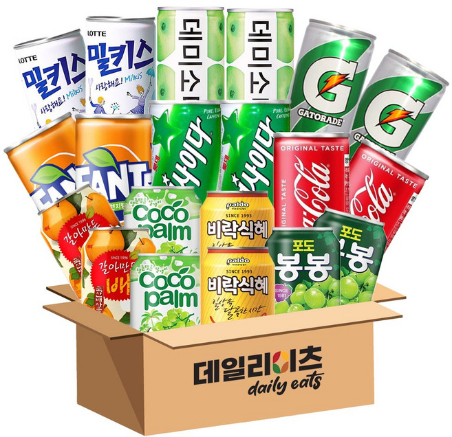 [데일리이츠] 미니캔음료 탄산음료 혼합 10종 20개입 (190~255ml) B형, 1세트, 190ml