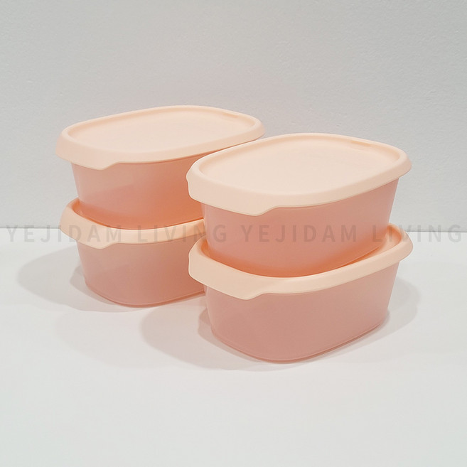 타파웨어 원터치 프레시 살구 540ml 반찬통 밀폐용기, 4개, 1세트