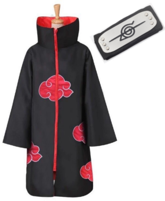 핫스윗 나루토 코스튬 아카츠키 의상 스탠드 칼라 스타일 망토+머리밴드