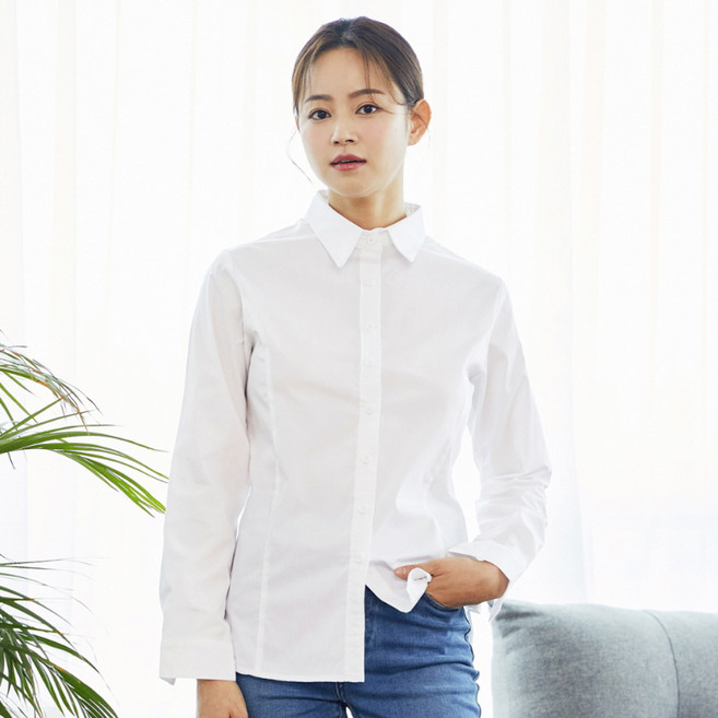 여성 긴팔 면혼방 블라우스