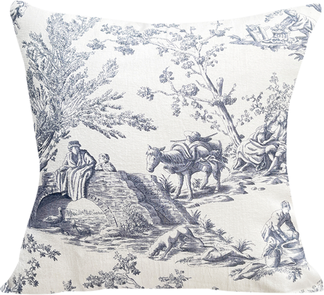 더스케치 린넨 명화 쿠션 방석, 블루그레이