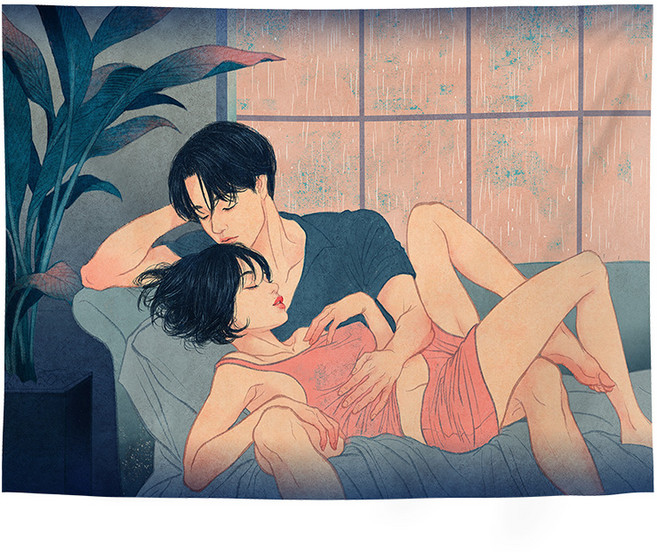 SKANDSALO 패브릭포스터 연인 커플 가리개 커튼 가림천 14종, GT303 + 가로 200 X 세로 150cm