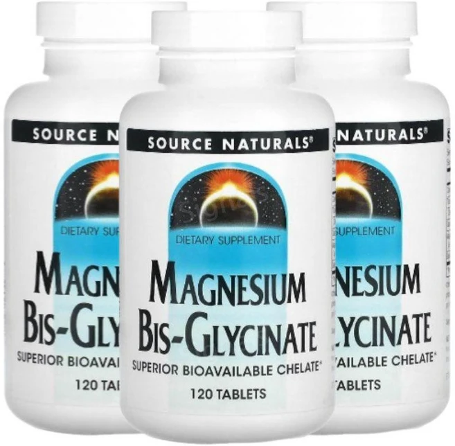 소스내추럴스 Magnesium 마그네슘 비스글리시네이트 120정 3개 글리신산 - 쿠팡
