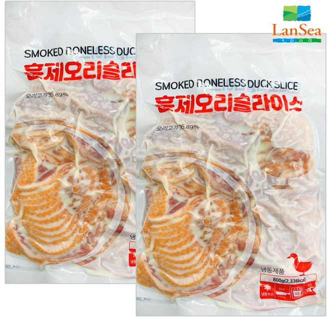팔도맛쟁이 랜시 훈제오리 오리고기 슬라이스, 800g, 2개