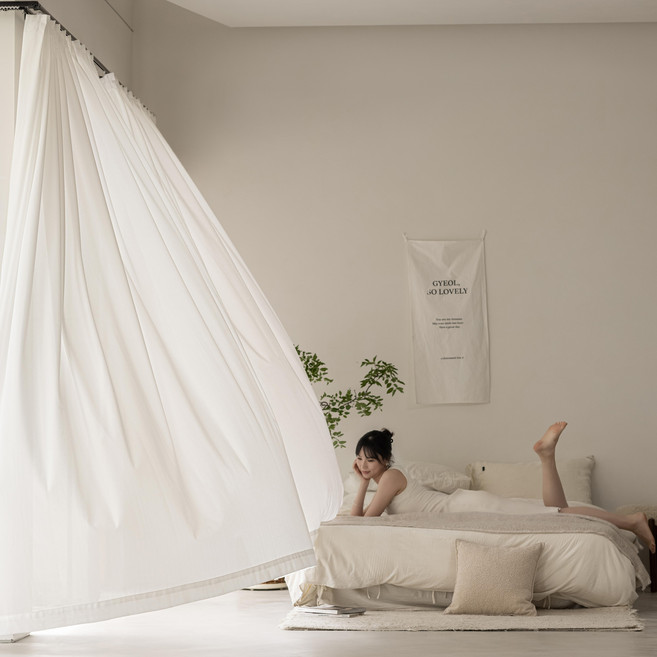 홈키안 완벽 비침없는 차르르 쉬폰 거실 속커튼