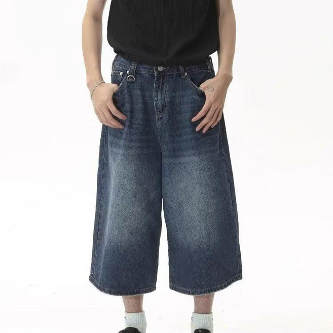 Men'sdenimshorts高質量2026新款男款七分褲潮流牛仔短褲直筒