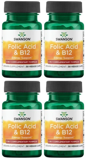 Swanson 스완슨 폴산정 엽산 플러스 비타민 B12 Folic Acid 30정 4개, 기본 - 쿠팡