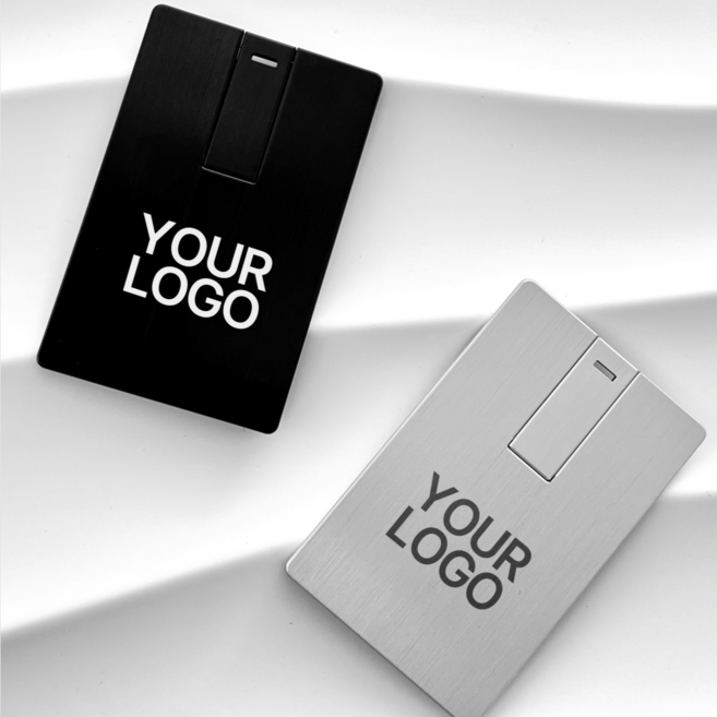 카드형 USB 64GB 고급 메탈형 블랙 양면각인, 1개