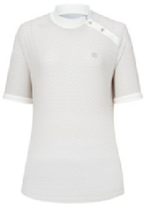 헤지스골프 여성용 TOUCH 잔패턴 하이넥 반팔 티셔츠