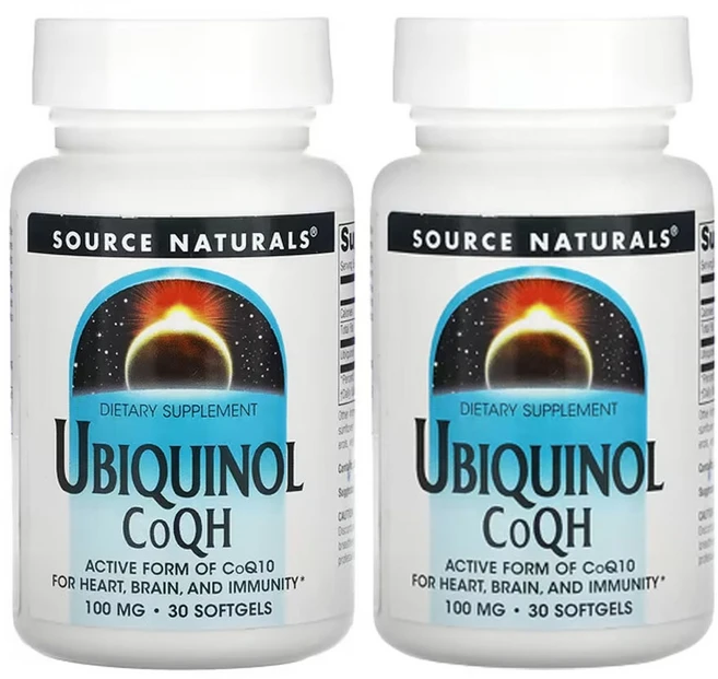 1+1 소스내츄럴스 유비퀴놀 100mg 30 캡슐 유비퀴논 코큐텐 로즈마리 토코페롤, 30정, 2팩 - 쿠팡