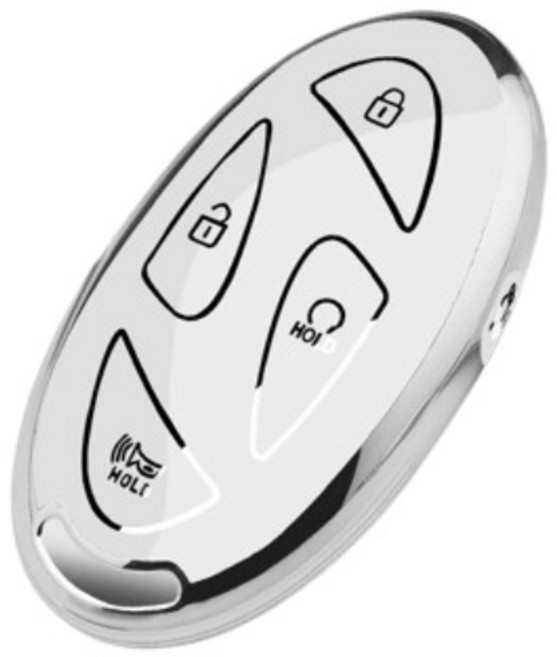 키에티 현대 최신형 5버튼 스마트키 호환 TPU 키케이스 단품, 실버-화이트