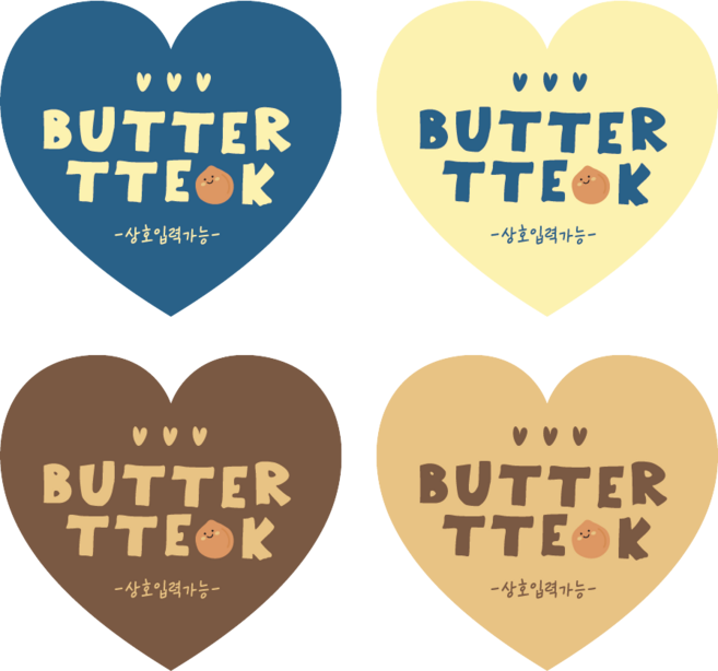 아트로코 상하이 버터떡 하트 스티커, 500개, 카라멜