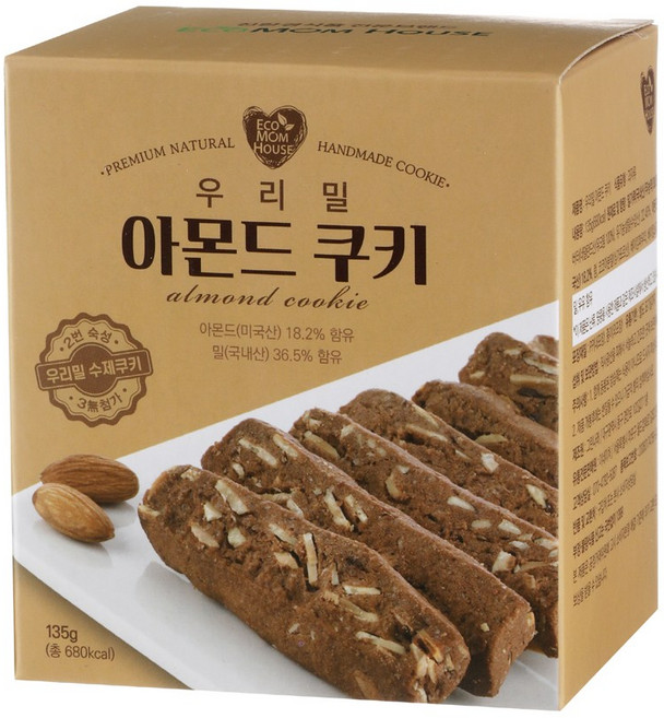 에코맘하우스 무농약 우리밀 수제 쿠키, 135g, 1개