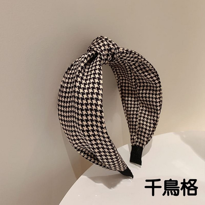 簡約黑白圖騰千鳥格髮箍 扭結交叉髮圈 頭箍 寬版髮箍 髮飾 髮帶