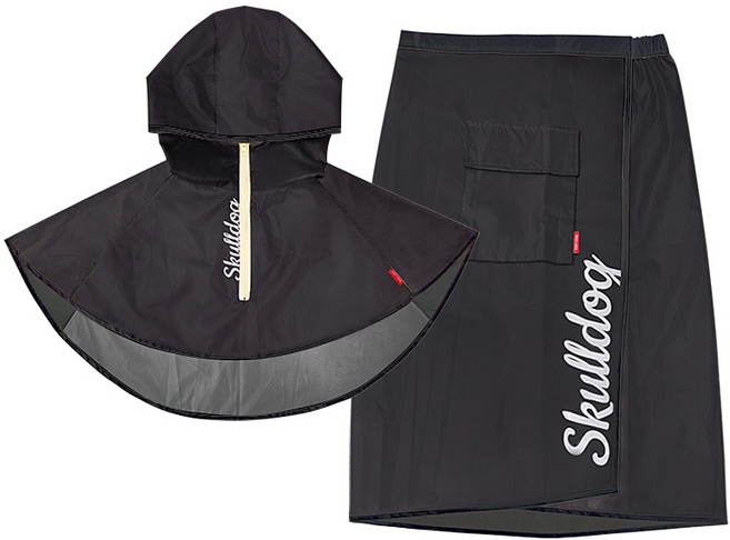 스컬독 남녀공용 판초우의 비치마 투피스 세트 초 경량 바람막이 레인코트 우비 비옷 레인슈트