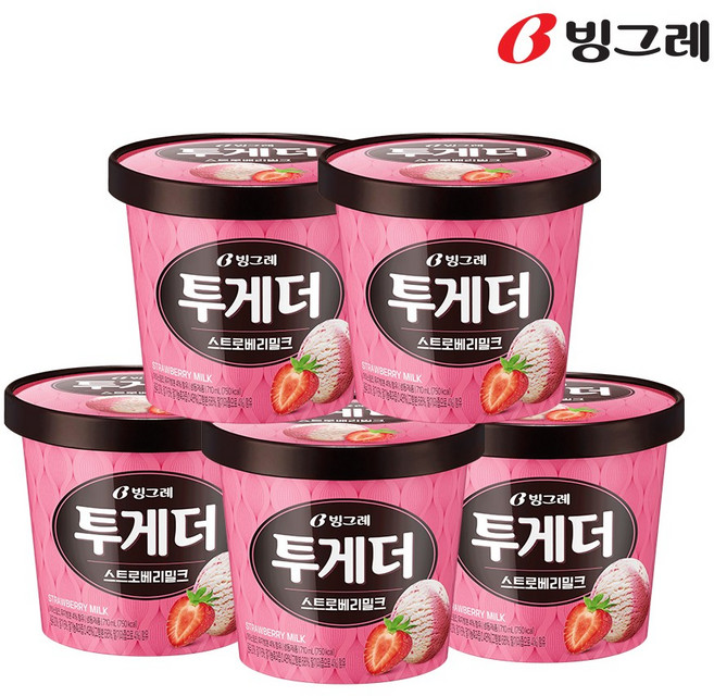 투게더 스트로베리밀크, 5개, 710ml