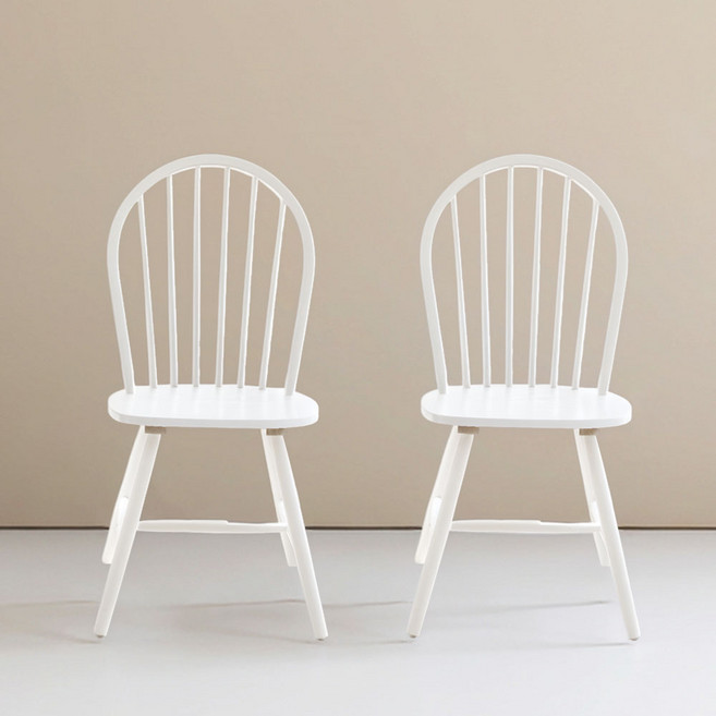 [리비니아] 솔리드 고무나무원목 인테리어의자 원목식탁의자 원목카페의자 1+1, 화이트