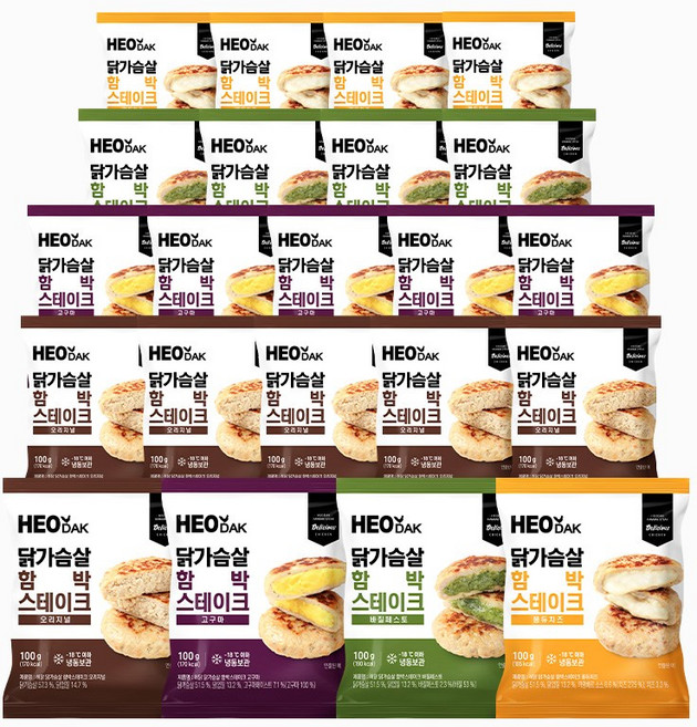 허닭 닭가슴살 함박스테이크 100g 4종 혼합, 22개