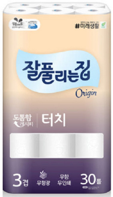 잘풀리는집 깨끗한 3겹 터치 25m 30롤, 1롤, 30개