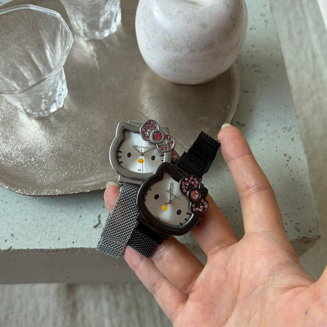 키티 스틸 스트랩 메탈 손목 시계 2컬러
