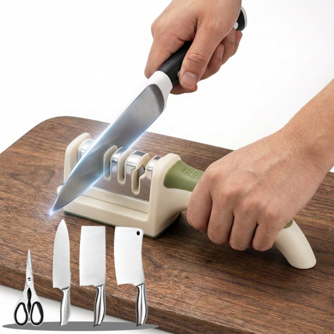ATAASHA 가정용 칼갈이 4 in 1 멀티 칼 가위갈이, 1개, 녹색
